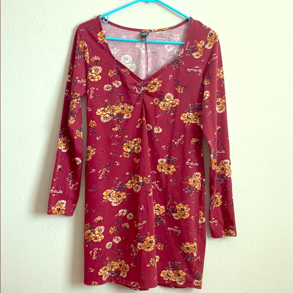 Wild Fable Maroon Floral Dress